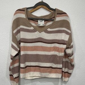 Women's Striped Sweater - Brown, Cream, and Tan